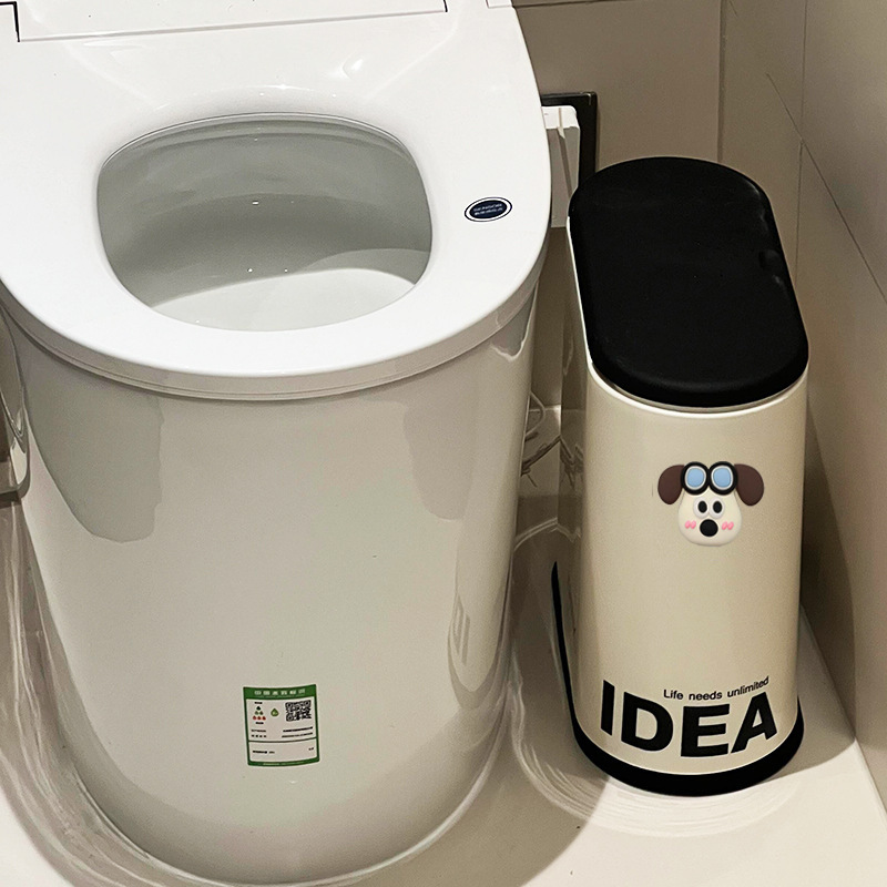 Bathroom Gap Trash Can with High Aesthetic Value, Ins-Style Narrow Gap with Lid, Large Capacity for Bedroom Home Use