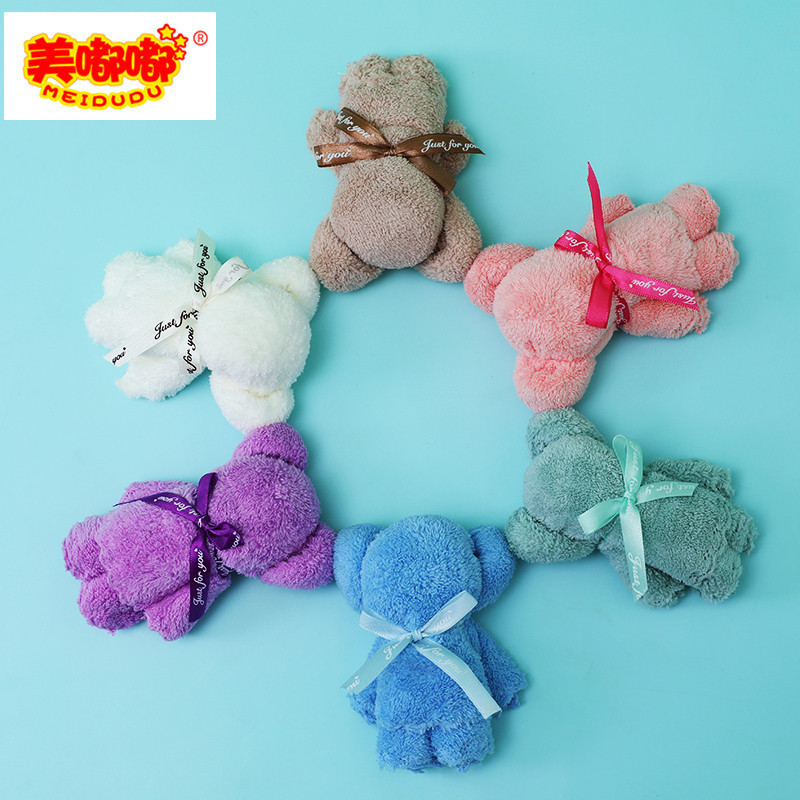 Coral fleece square wool bath towel gift towel letter set Bear gift accompanying gift logo printing sample processing