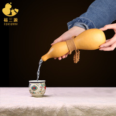 WBZ7 Gourd Wine Decanter Water Jug Open Wine Gourd for Holding Wine Natural Craftsmanship Pendant with Real Beeswax in Ancient Style Portable