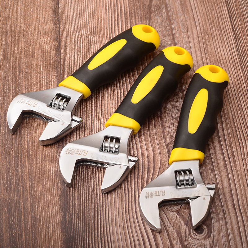 Furt Yellow Black Glue Bingda Open-ended Adjustable Wrench Short Handle Large Open-ended Wrench 6 Inch Set Handle Wrench Zhang Zhang