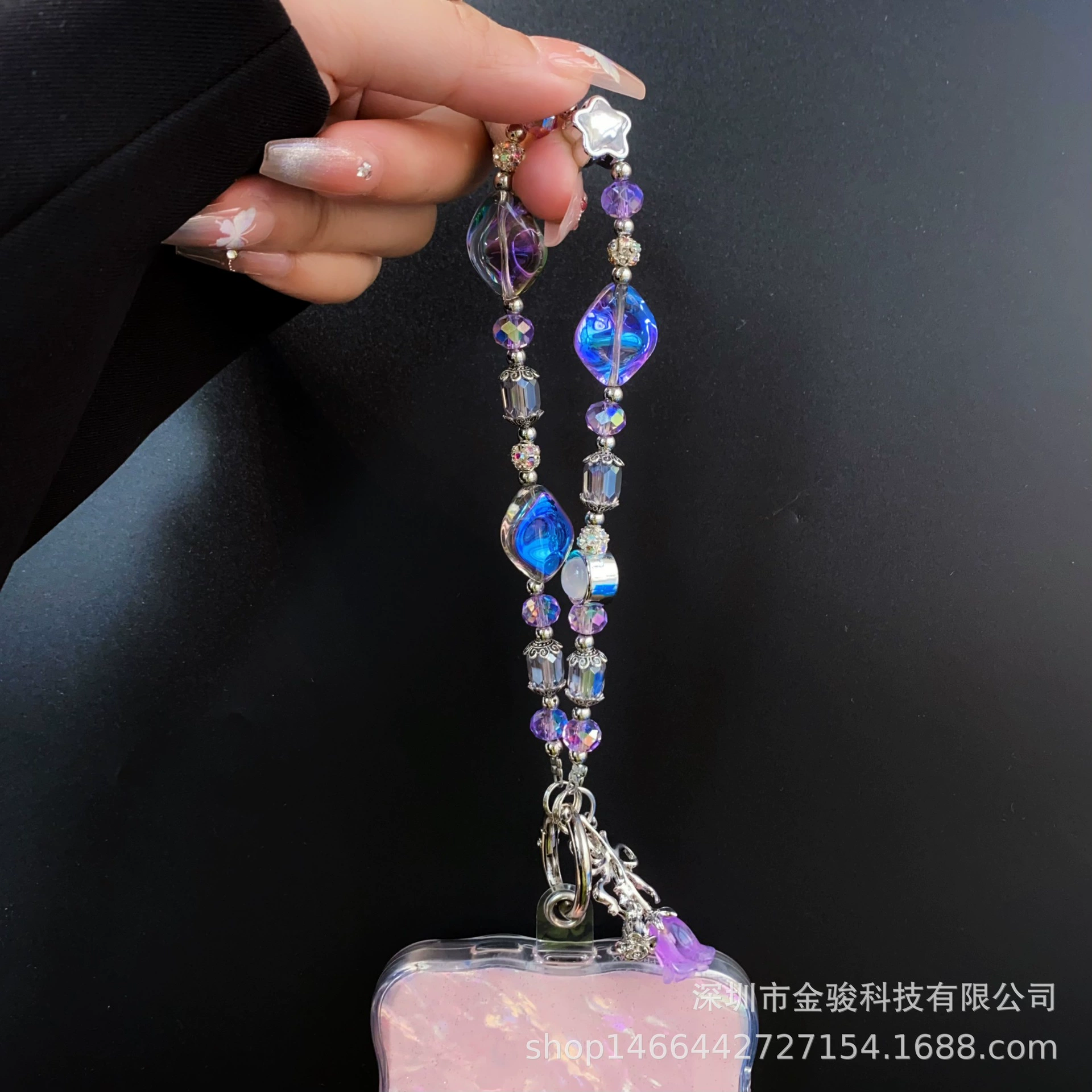 Подвеска, мобильный телефон, цепь, чехол, короткий бусин bracelet со стразами для ключей, цветочный, стиль легкой роскоши