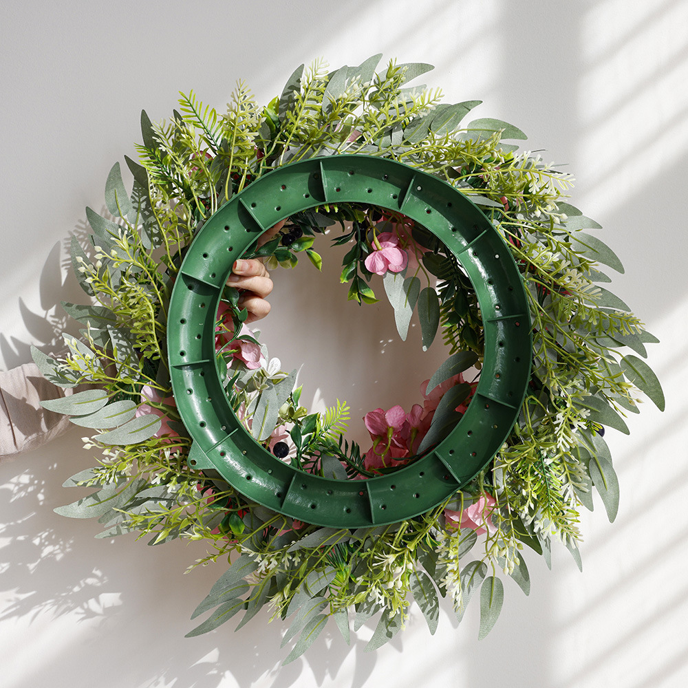 Flores de simulación transfronteriza eucalyptus guirlandas decoración de anillo de vid guirlandas de plástico rosa decoración al por mayor