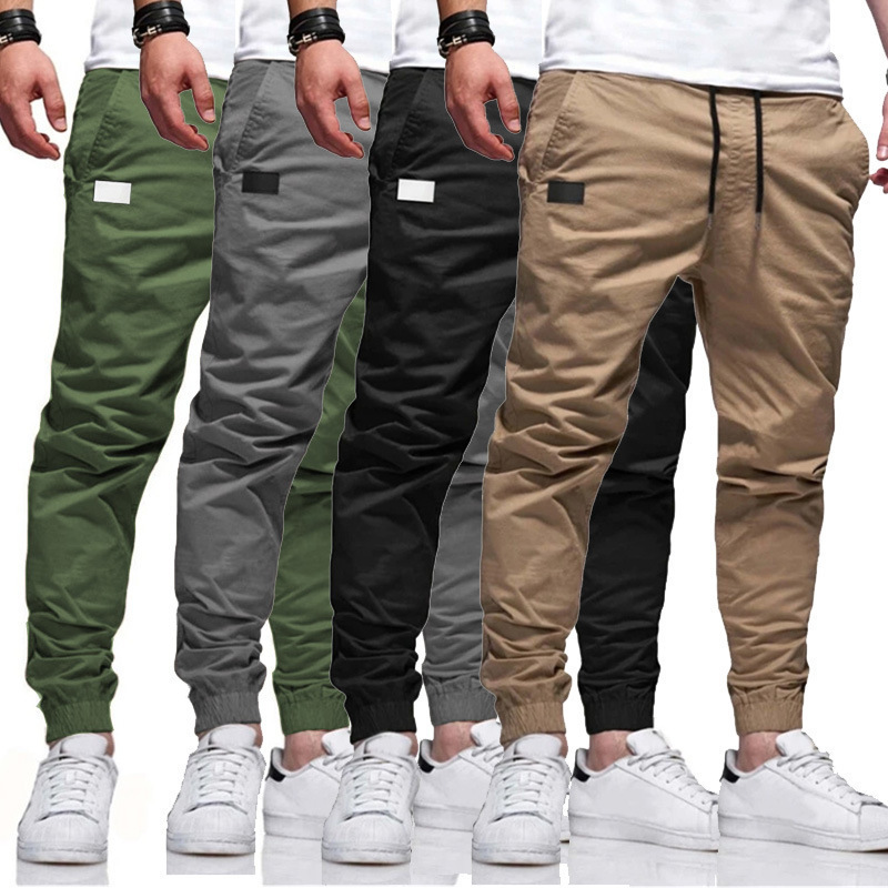 Men's Clothing four seasons straight trousers men's casual cotton leggings men's trousers slim trousers men's one piece drop shipping_voghion.com