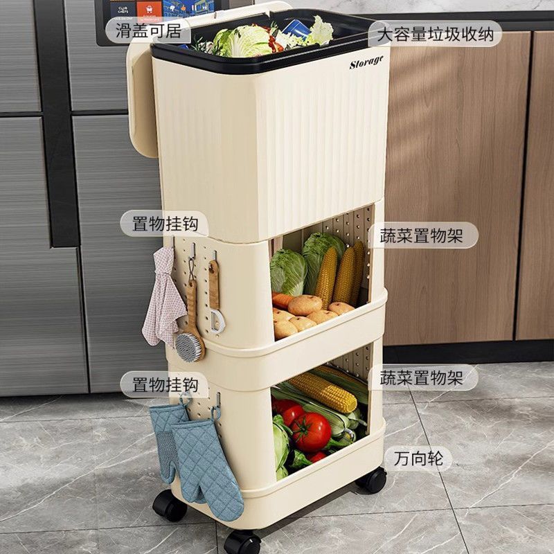 Basura de cocina nueva gran capacidad móvil de doble capa alta sin doblar marco multifuncional para uso doméstico