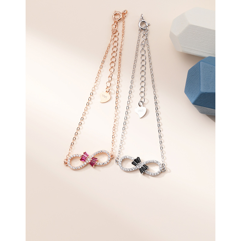 S925 plata esterlina 8-pulsera en forma de luz de lujo nicho diseño de alto grado temperamento diamante-incrustado infinito amor pulsera digital de las mujeres