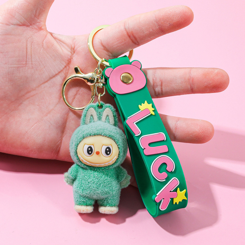 Labubu ラブブキーホルダー漫画出っ歯少年人形スクールバッグペンダント車のキーチェーンギフト卸売|undefined