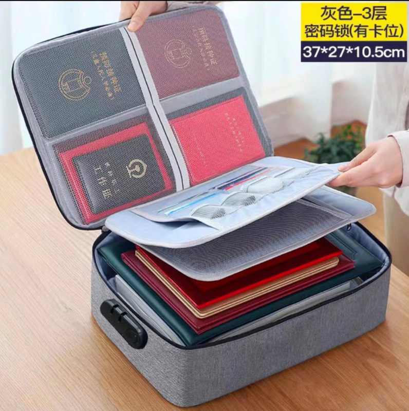 身分証明書収納バッグ家庭用大容量書類パスポート書類オックスフォード布旅行収納袋ハンドバッグ|undefined