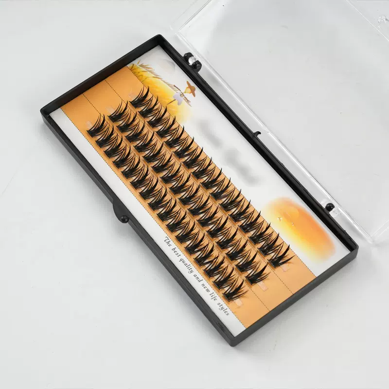 三排麦穗塔尖浓密分段式漫画女团夹心睫毛自嫁接假睫毛批发眼尾