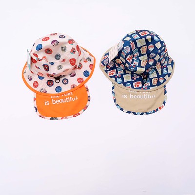 children Neck protection Quick-drying cap Cartoon Thin section sunshade Sunscreen hat the republic of korea Same item Large canopies Sunscreen Fisherman hat Removable