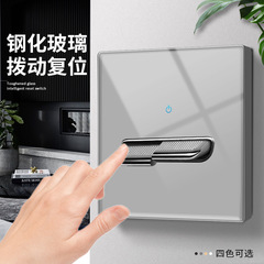 Type 86 foreign trade manufacturer supplies tempered glass panel creative tap reset bedside switch European French socket