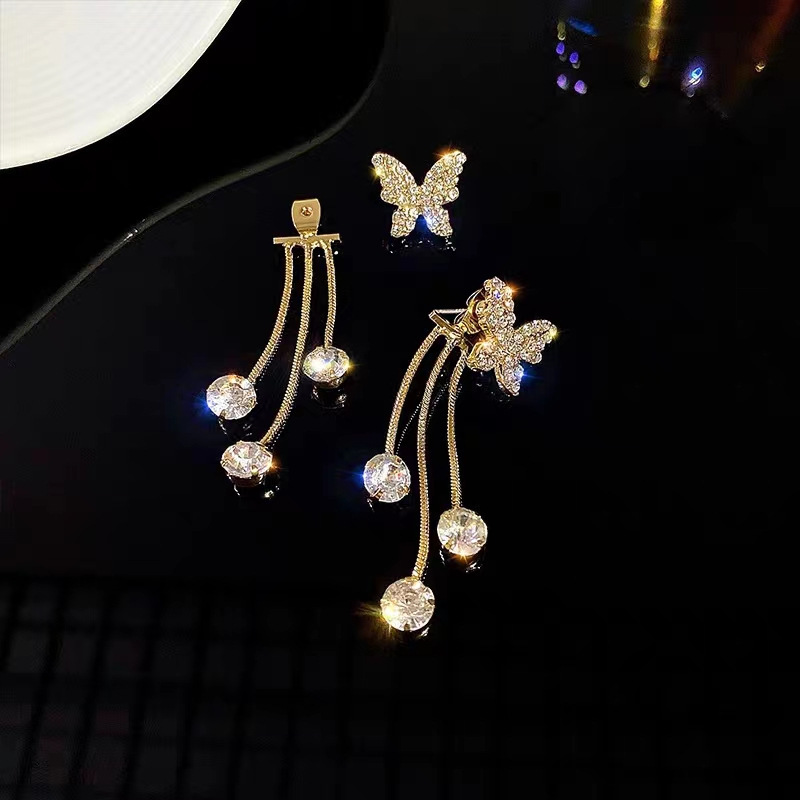 Drop Earrings Classification 1 Pair Ig Style Korean Style Butterfly Plating Inlay Alloy Zircon Drop Earrings
