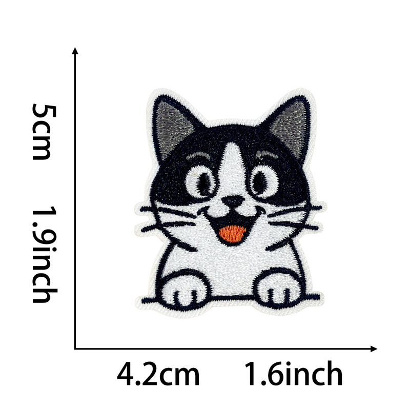 かわいい猫の刺繍布ステッカー、オレンジ猫、三色猫、黒猫など、かわいい表情の粘着アイロン接着パッチ|undefined