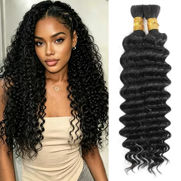 Boho Braids Deep Wave Real Human Hair Extensions Human Hair Bulk Factory Stock