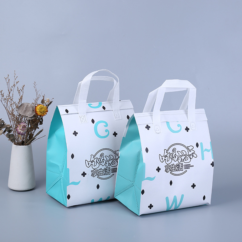 现货无纺布保温袋手提保温袋生鲜冷藏锡箔保温包外卖保温手提袋