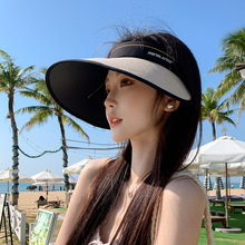 韩版新款时尚字母空顶帽女户外防晒遮阳草帽显脸小沙滩太阳帽子