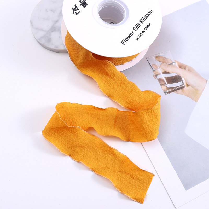 Nueva ola cinta plisada espina de pescado cinturón de hilo de oreja flor tienda de flores embalaje cinta pastel hornear cinturón de tela floral