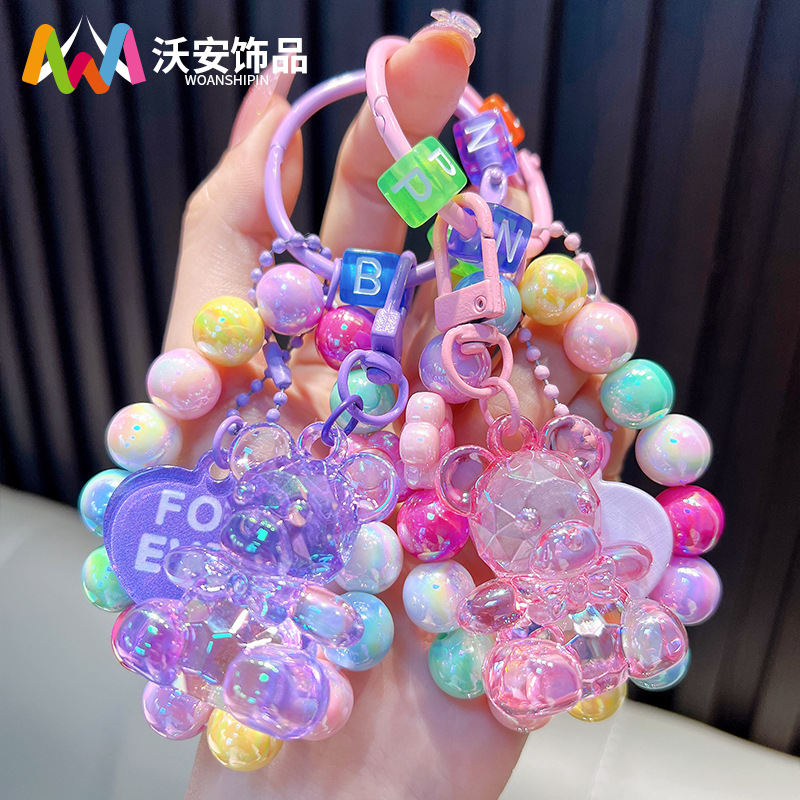 Cuentas de asiento osos colgantes de llaves de bolsos acrílicos exquisitos colgantes de llaves de automóvil colgantes pequeños regalos al por mayor