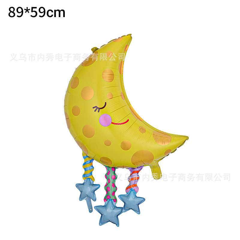 Globo de nube sonriente globo de luna de sol de dibujos animados arco iris decoración de cumpleaños modelo cara sonriente rubor globo de nube blanca