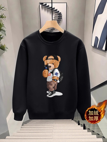 European Station Autumn/Winter New Arrival Trend Brand Crew Neck Fleece Print Hoodie, Versatile Casual Youth and Men