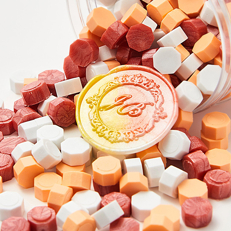 Cera de pintura al fuego, juego completo de sellos de pintura al fuego, octogonal, transparente, colorido, bolsa de colores mezclados, cera, venta al por mayor barata