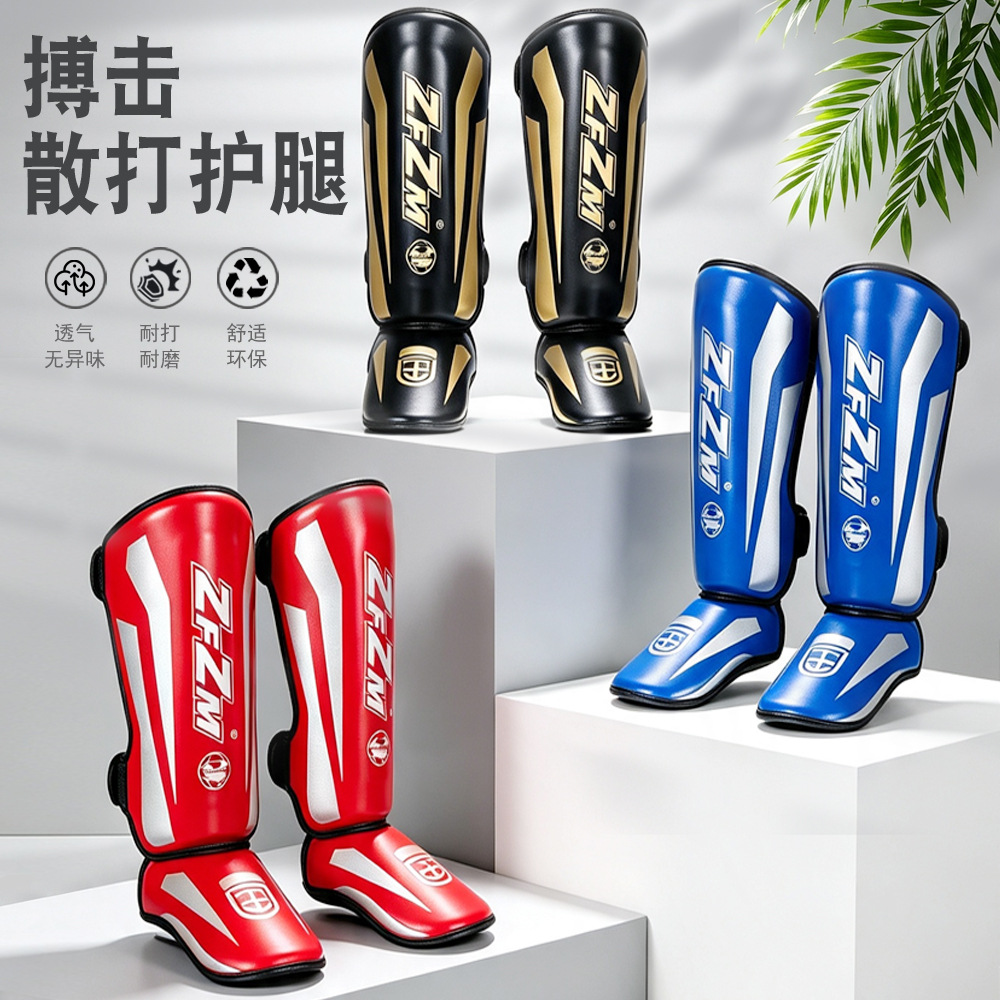 Sanda Leg Guards, Fighting Muay Thai Fighting with Instep and Shin Guards, Martial Arts Training Thickened Protective Gear Manufacturer Supplies Knee Protectors