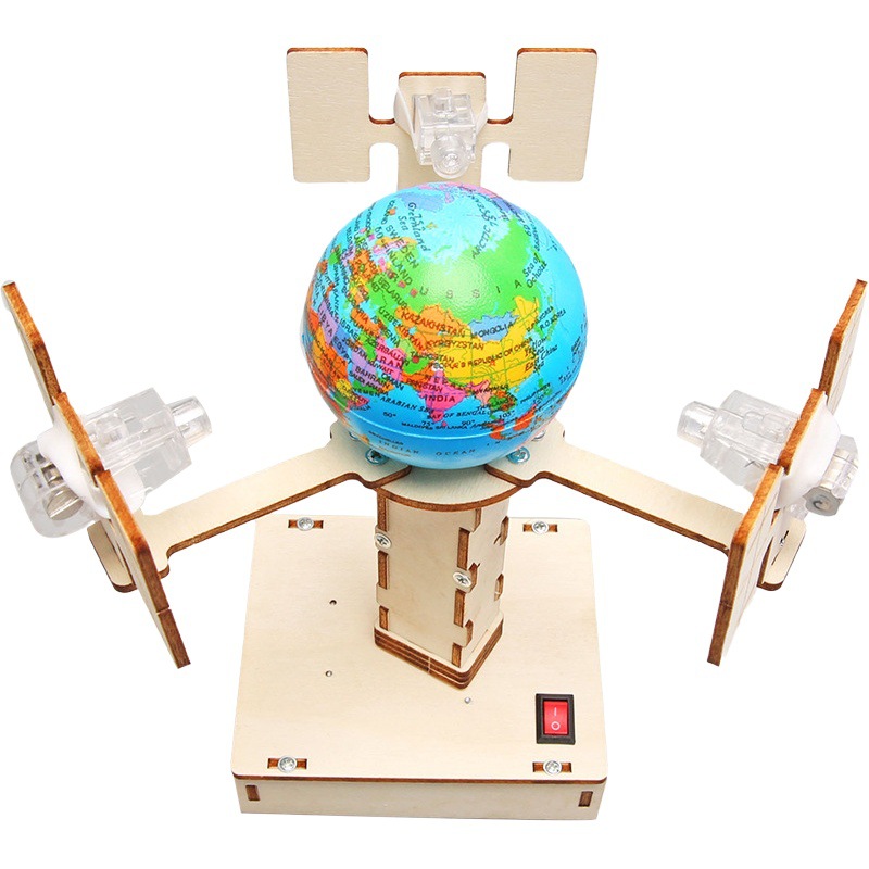 Diy Tecnología pequeña producción rompecabezas infantil montado juguete satélite geosincrónico modelo experimento científico paquete de material