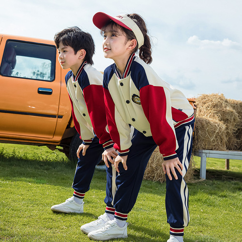 Elementary school uniform set for spring and autumn sports day, class uniform three-piece set for first grade kindergarten, trendy and cool autumn parka outfit