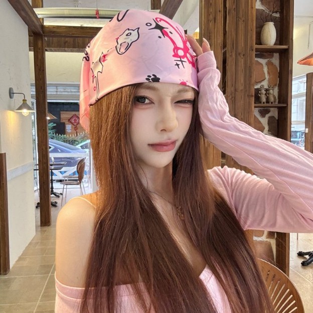 美式y2k千禧辣妹包头头巾嘻哈街头潮酷方巾新款薄款简约发带发箍