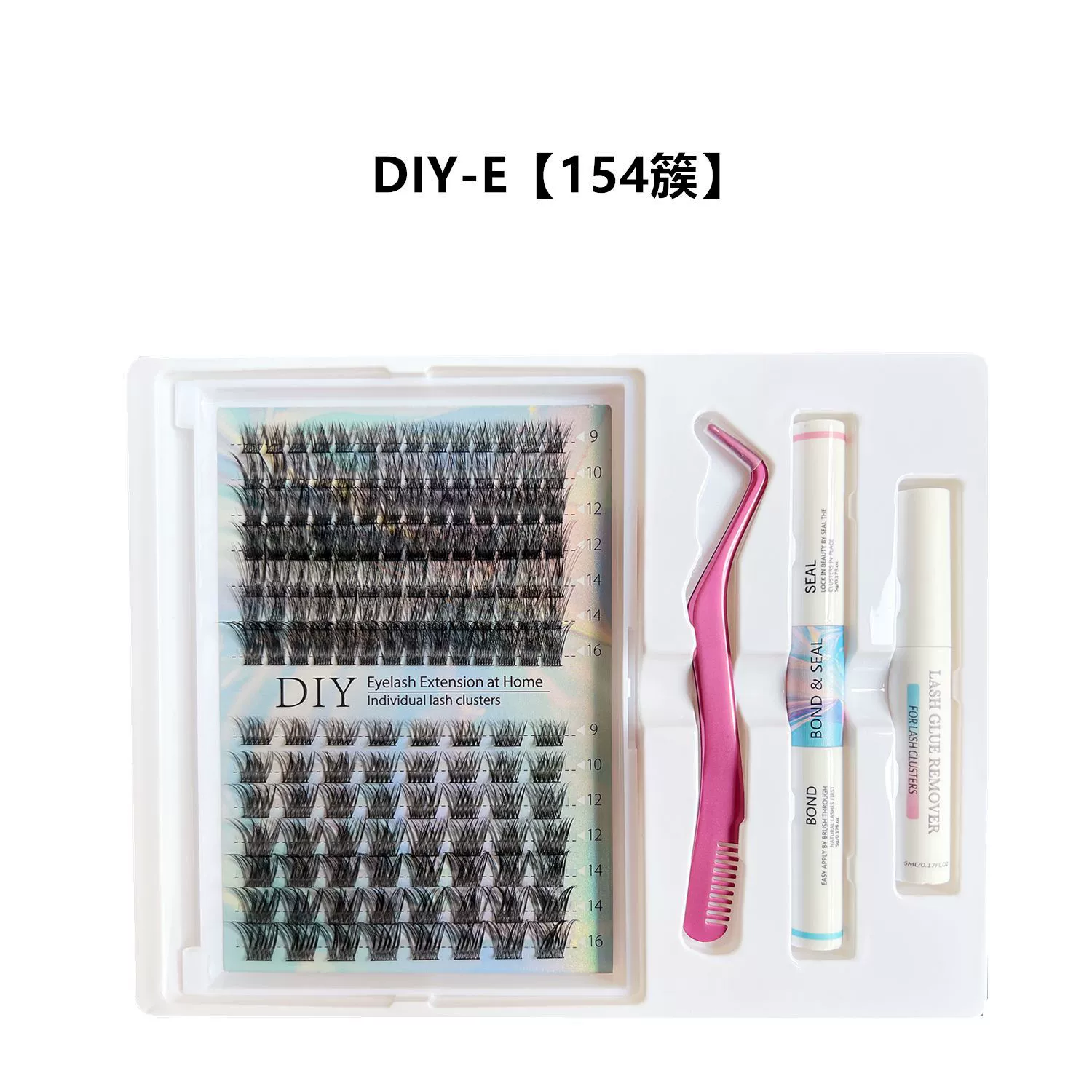 DIY набор для наращивания ресниц: плотные искусственные ресницы, европейский стиль — 40 кластеров