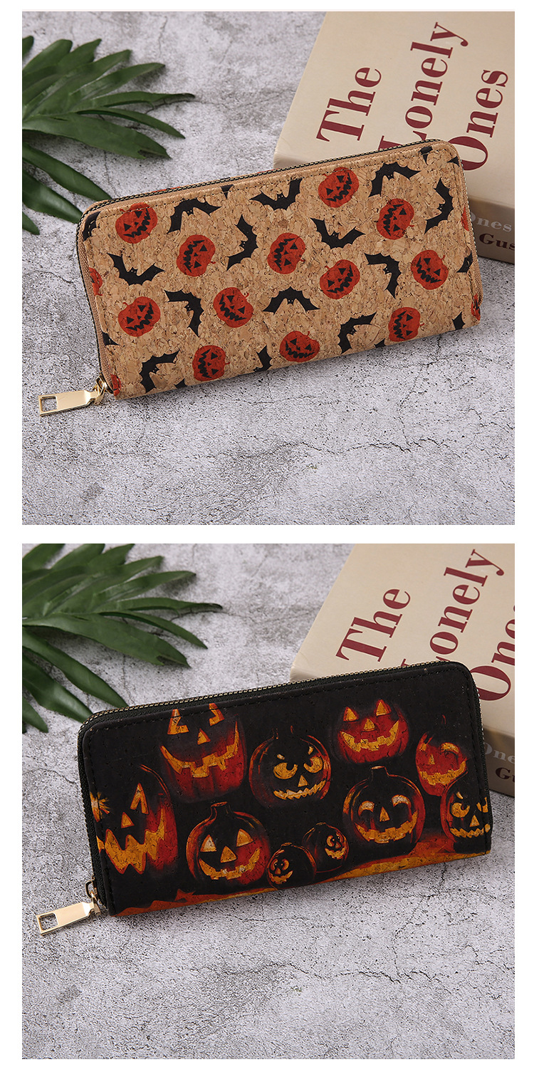 135g Weight Pvc Lining Material Side Zipper Closure Type Coin Purse Bags Type 1 Piece Quantity Unisex Pumpkin Bat Pu Leather Side Zipper Wallets