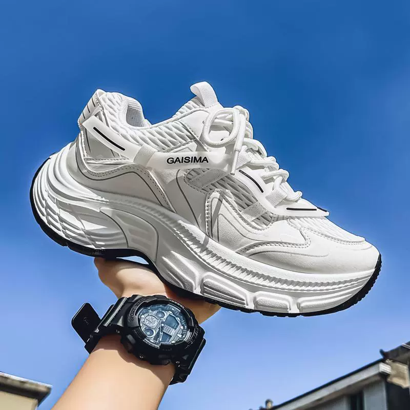 Летние новые кроссовки 2025 года в стиле dad shoes, корейский стиль, толстая подошва, дышащие сетчатые кроссовки для студентов, мужские повседневные спортивные кроссовки