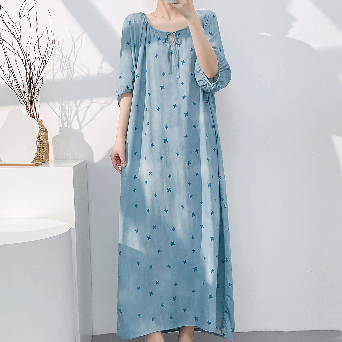 MZS 1737 Chinese style skirt-four leaf clover