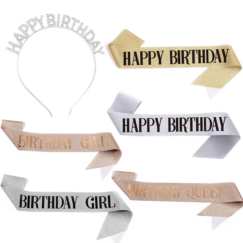 Trendy Hong Kong Style Ins Goddess Sash Little Princess Crown Headpiece Shoulder Strap Happy Birthday Ceremonial Hat Headband Trendy Hong Kong Style Ins Goddess Sash Little Princess Crown Headpiece Shoulder Strap Happy Birthday Ceremonial Hat Headband
