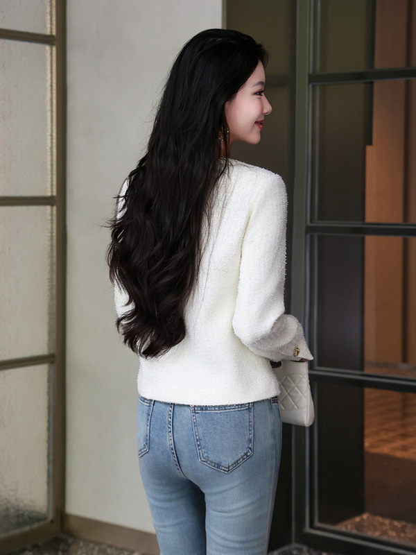 米白色小香风西装外套女秋季2025新款高级感名媛气质休闲西服上衣|undefined