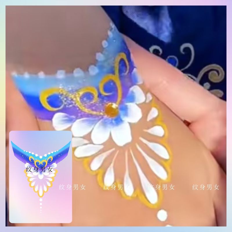 Painted Ice and Snow Arm Tattoo Face Forehead Elsa Holiday Princess Stage Performance Rainbow Kidsren's Bracelet Sticker