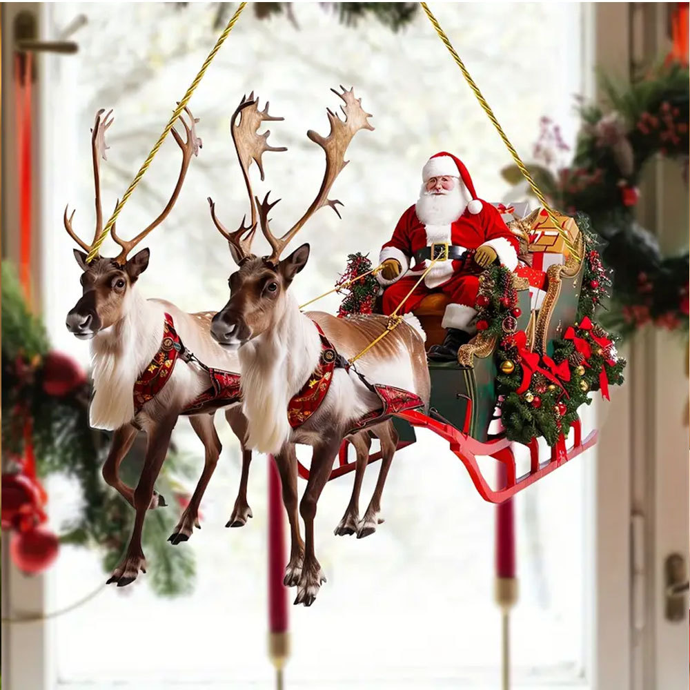 Yeni Noel Baba Elk Kızak Ev Partisi Atmosferi Dekorasyon Kolye_voghion.com