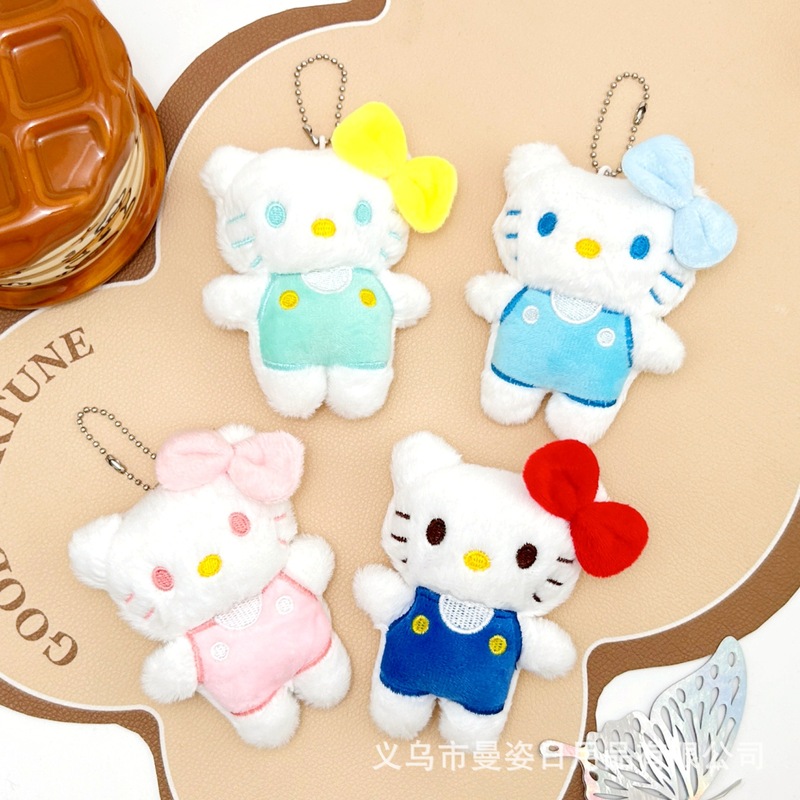 hellokitty猫咪公仔钥匙扣吱吱叫彩色KT猫毛绒挂件胸针服饰辅料配|undefined