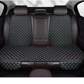 Leather Set: Universal Seat cushion, seat cover - leather-four-point-star-black-white-small-waist-rear-row