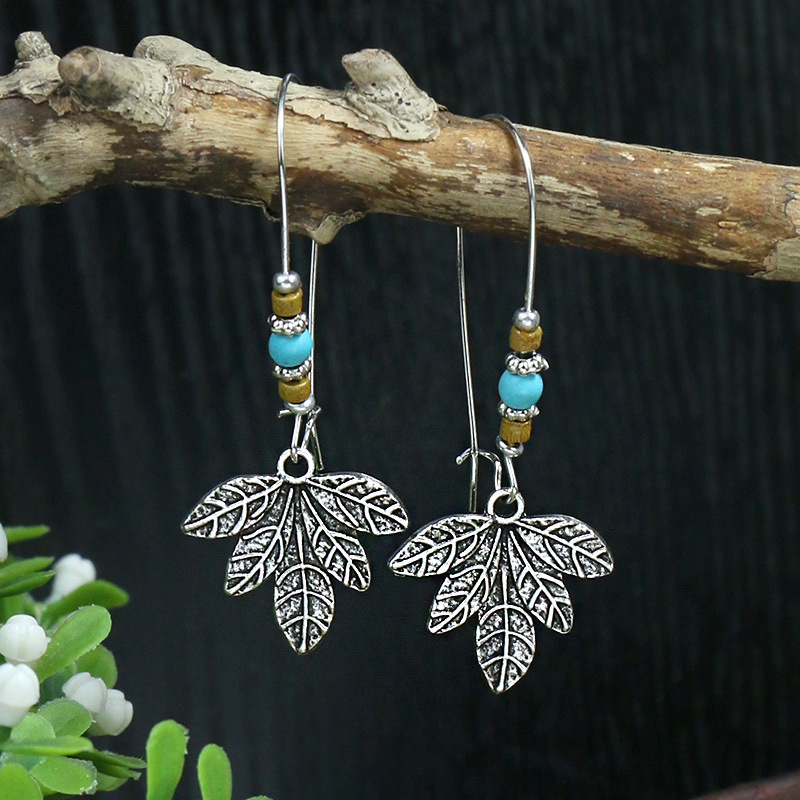 Wholesale Jewelry Bohemian Round Water Droplets Arylic Turquoise Tassel Hollow Out Inlay Drop Earrings display picture 3