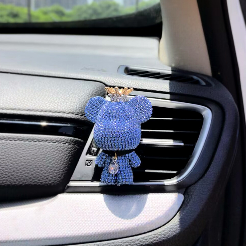 Dibujos animados gran cabeza oso coche aire acondicionado salida de aire decoración coche perfume clip interior accesorios incienso clip aromaterapia hembra diamante