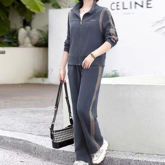 春爆款妈妈秋装洋气运动服套装女2025大码中老年外套中年妈妈上衣|undefined