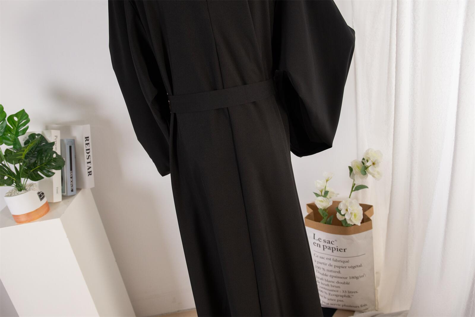 Cross-border Women's Dress, Solid Color Islamic Clothing, Dubai Saudi Turkey Robe, Middle Eastern Foreign Trade Style_ecoleips.com