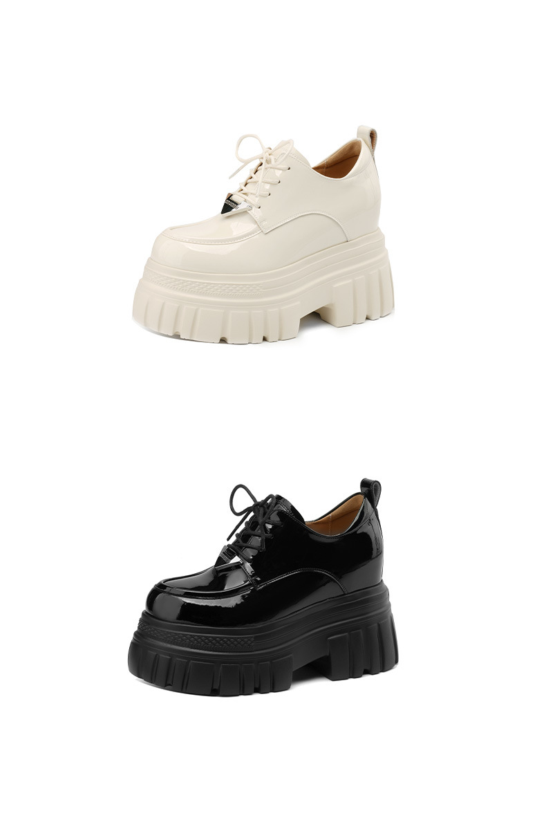 Giày loafer nữ đế xuồng platform buộc dây, gót ẩn tăng chiều cao — màu đen chi tiết 19