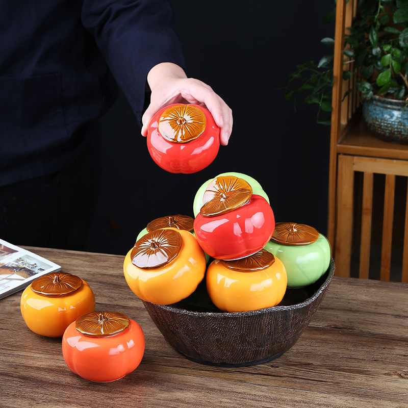 Peachy Luck Mini Tea Can Snack Can Ceramic Peach Tea Can Small Wedding Favors Candy Can Sealed