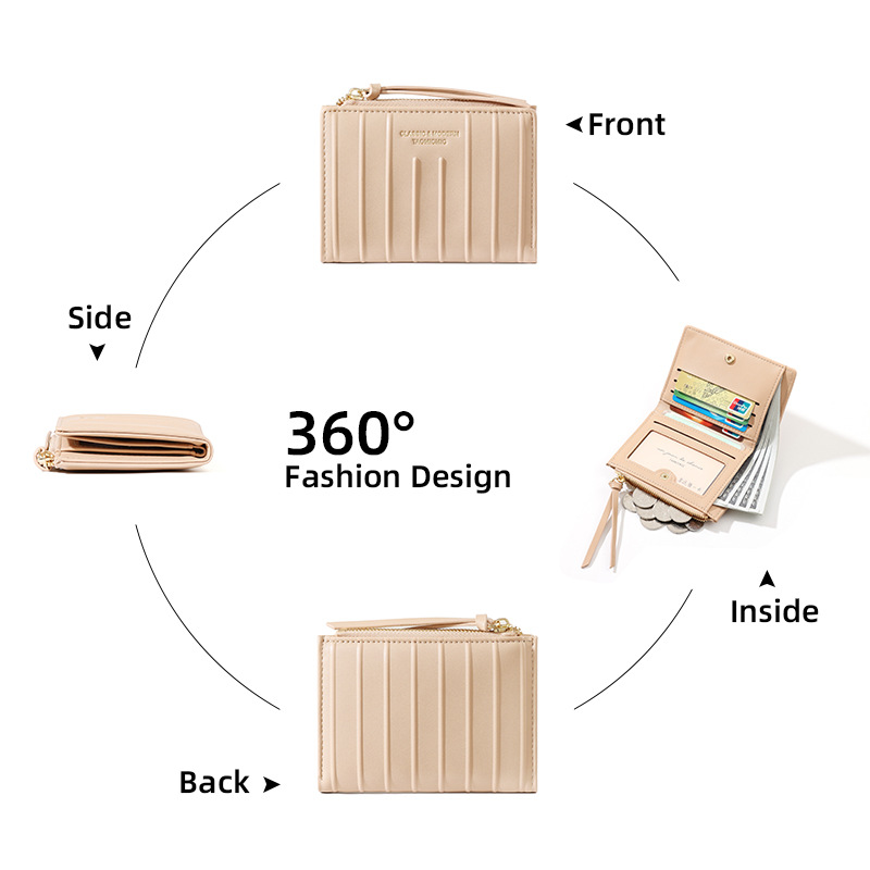 26 años de nuevo comercio exterior de alto nivel dos plegables cremallera bolsa de cambio de moda mujer gran capacidad bolsa de tarjetas PU