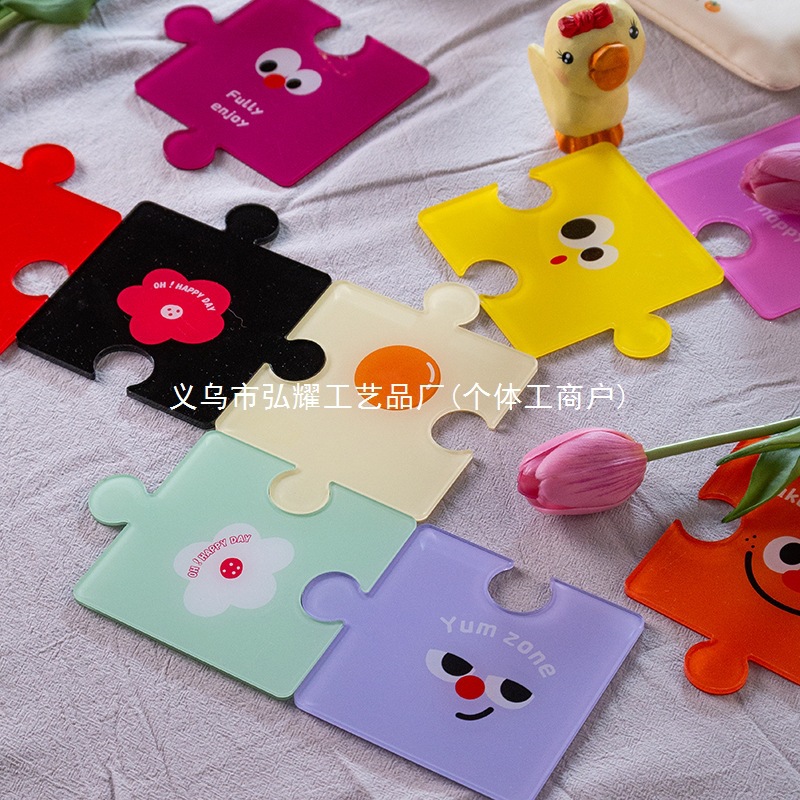 Colgar acrílico puzzle almohadillas DIY decoración de pared cafetería postre decoración taza almohadillas de dopamina color comida