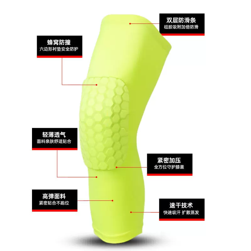 亚马逊防撞透气蜂窝护膝篮球足球运动护腿护具男女款户外骑车护腿