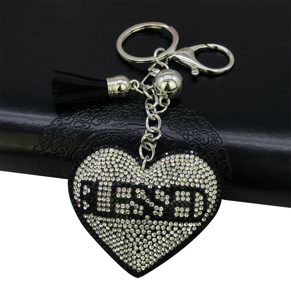 Alloy Material Letter, Heart Shape Pattern Sweet Letter Heart Shape Alloy Inlay Rhinestones Bag Pendant Keychain