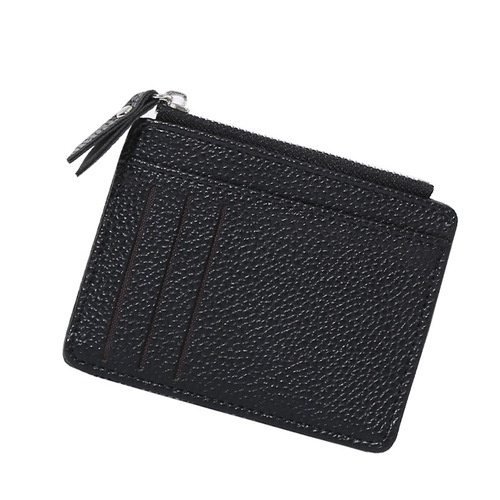 Women's bag card holder women's simple coin purse compact zipper solid color pebbled pattern business card holder