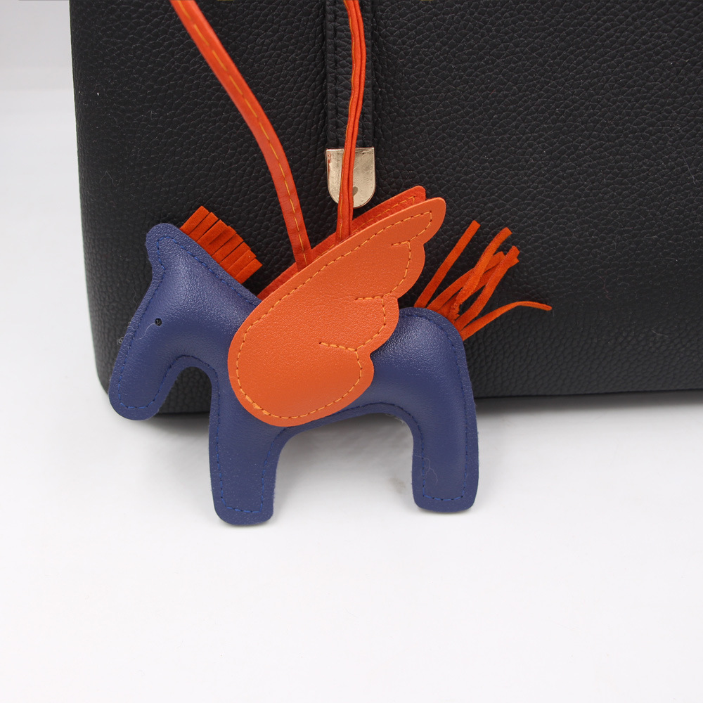 Cute Cartoon Tassel Pegasus Pendant Leather Pony Schoolbag Accessories Keychain display picture 2